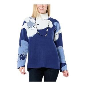 Wynnecollection Women's Softknit & Chenille Sweater Blue - Regular